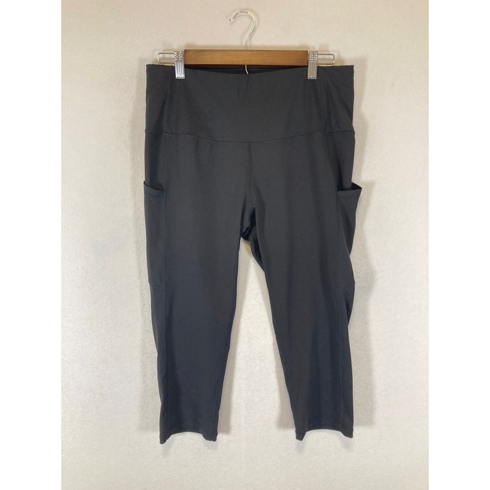 Athletic Unbranded Womens XL Black High Rise Side Pocket Capri Leggings